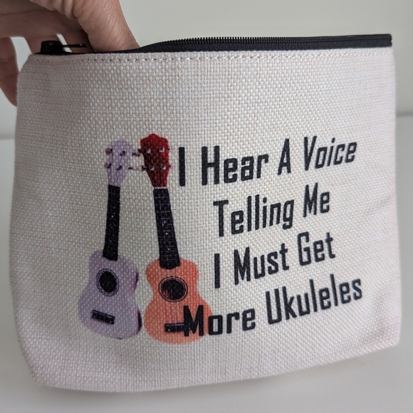 NEW Ukulele Small Pouch Makeup Bag Lined Humorous Music Player Lover Instructor - Picture 7 of 8